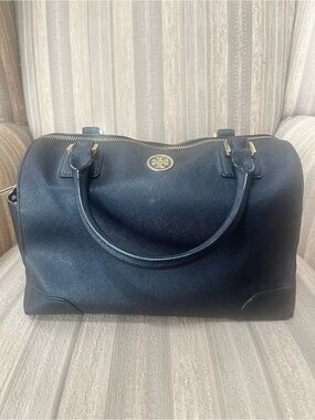 Tory Burch Black Saffiano Leather Bag with Gold Logo